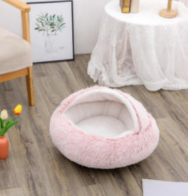 2 In 1 Pet Winter Round Plush Bed House