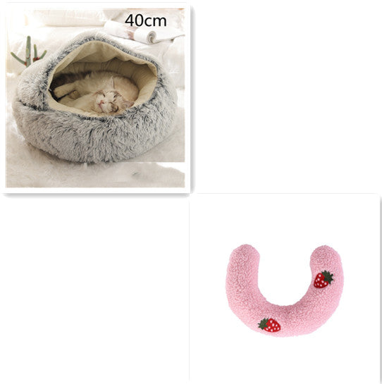 2 In 1 Pet Winter Round Plush Bed House