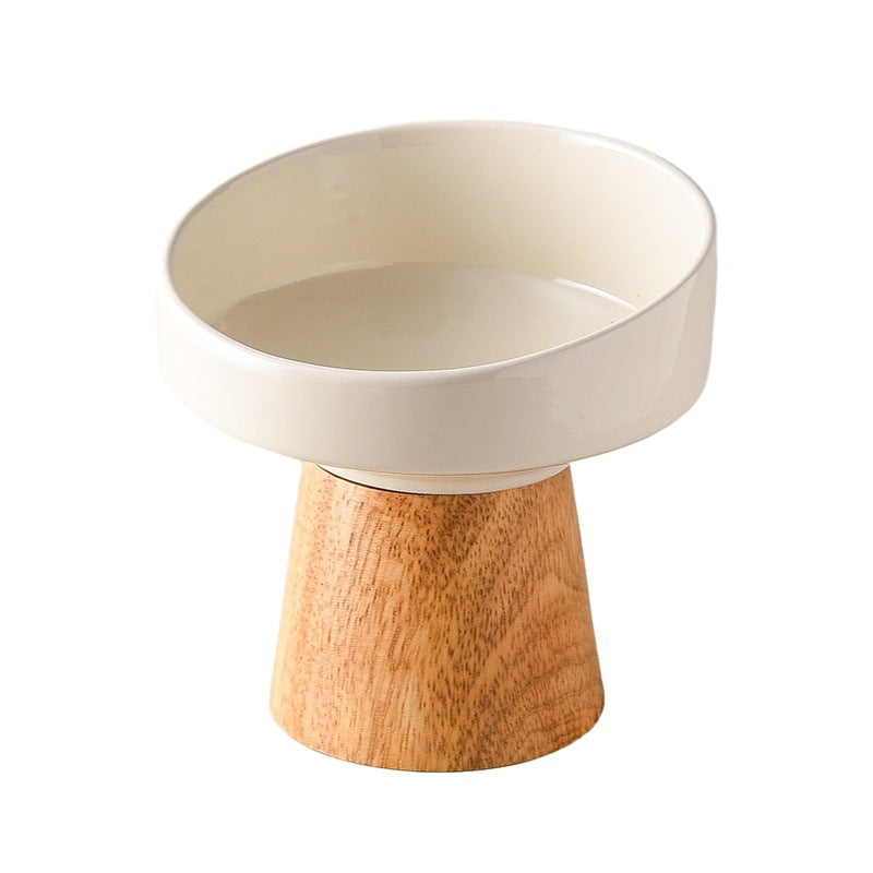 Pet Ceramic Elevated Food Water Bowl Dish Plate