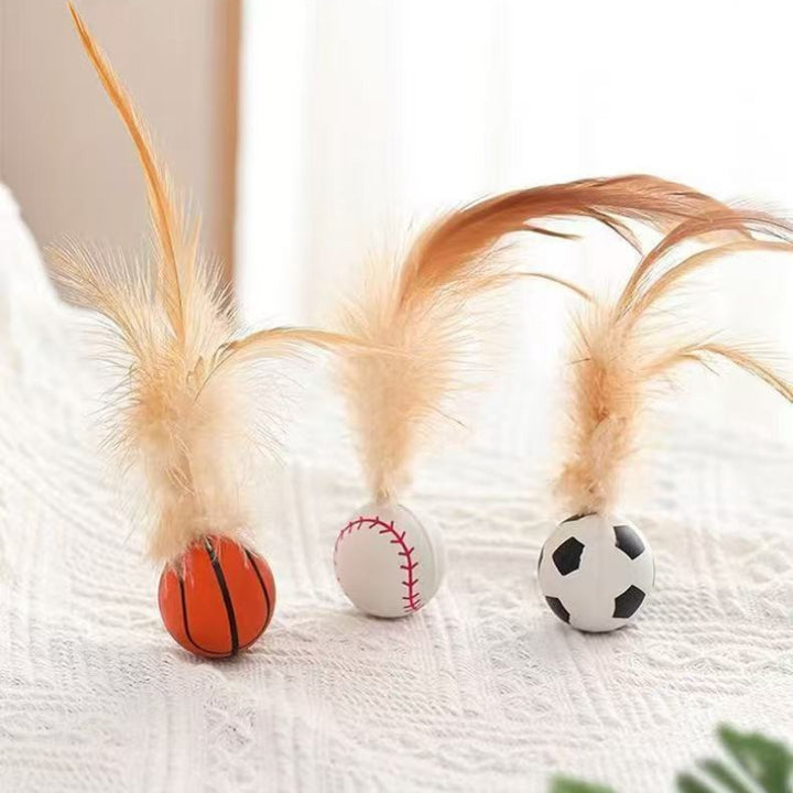 Interactive Pet Feather Bounce Ball Self Entertainment Toy