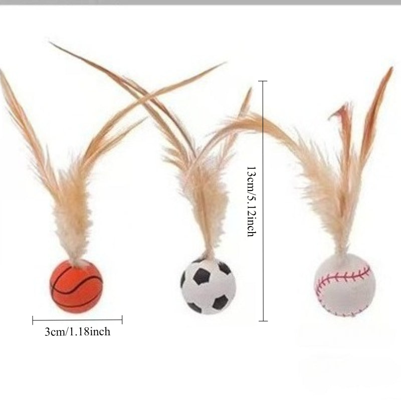 Interactive Pet Feather Bounce Ball Self Entertainment Toy