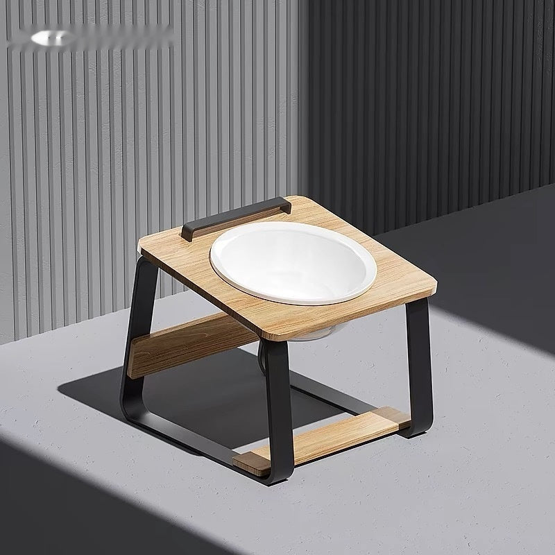 Pet Ceramic Double Feeding Water Bowl Holder
