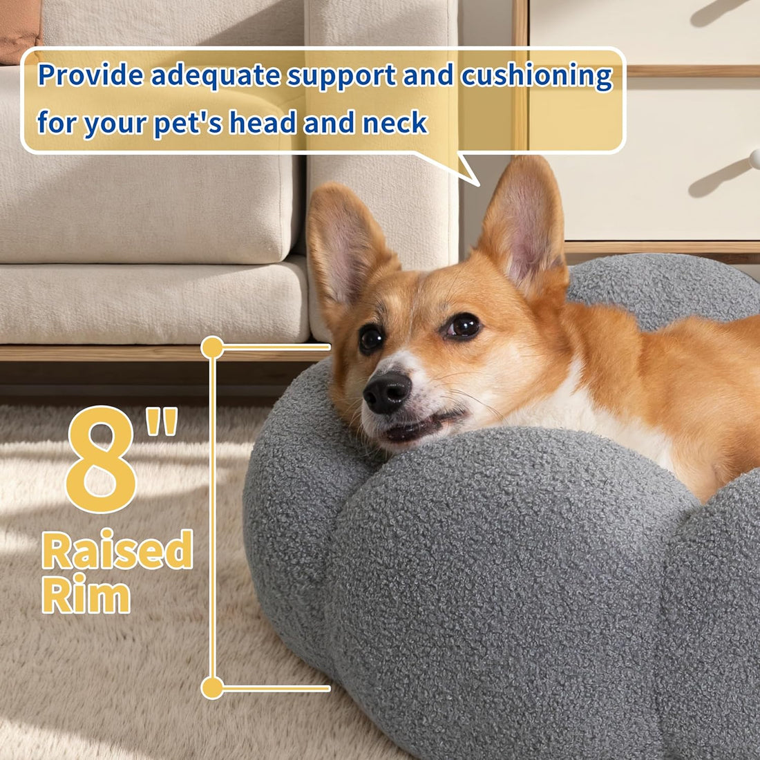 Calming Pet Round Plush Donut Cuddler Bed