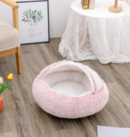 2 In 1 Pet Winter Round Plush Bed House