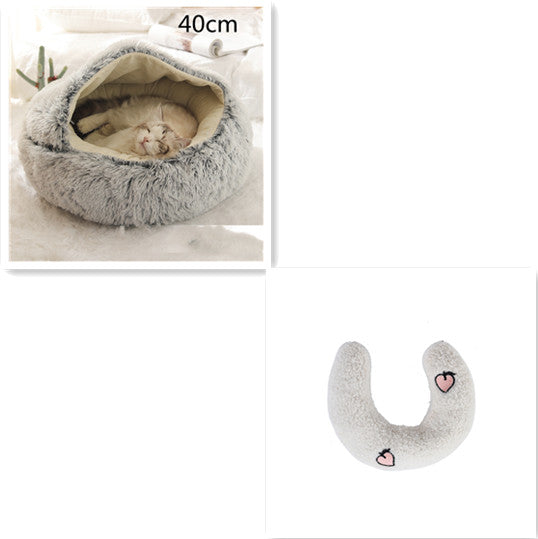 2 In 1 Pet Winter Round Plush Bed House