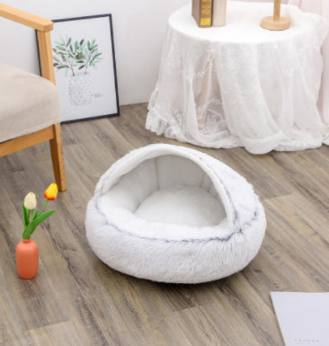 2 In 1 Pet Winter Round Plush Bed House