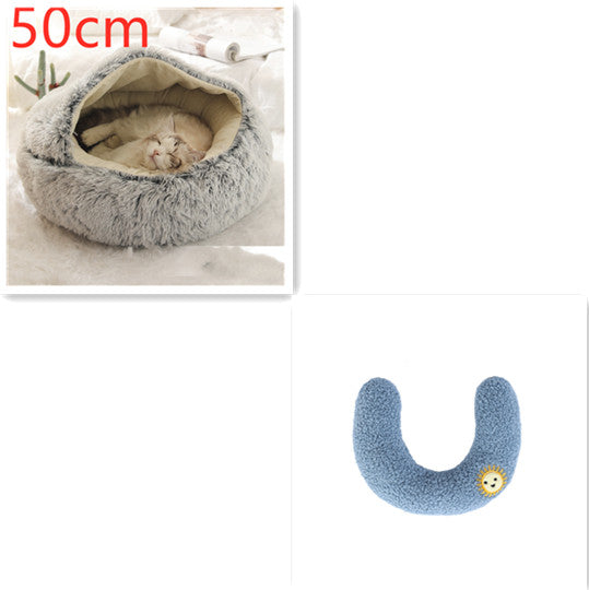 2 In 1 Pet Winter Round Plush Bed House
