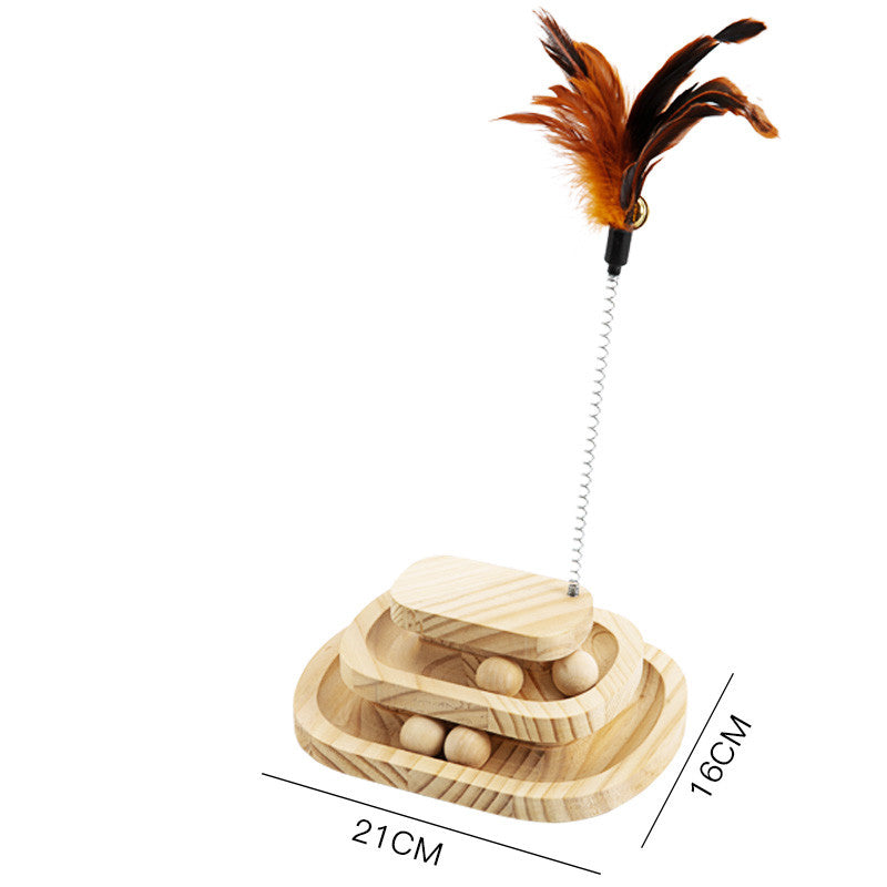 Solid Wood Pet Turntable Interactive Bite Resistant Toy