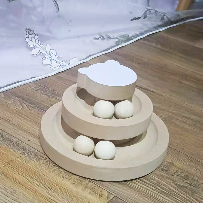 Solid Wood Pet Turntable Interactive Bite Resistant Toy