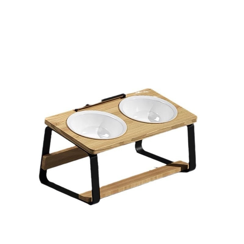 Pet Ceramic Double Feeding Water Bowl Holder