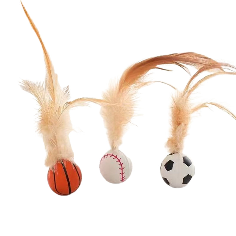 Interactive Pet Feather Bounce Ball Self Entertainment Toy