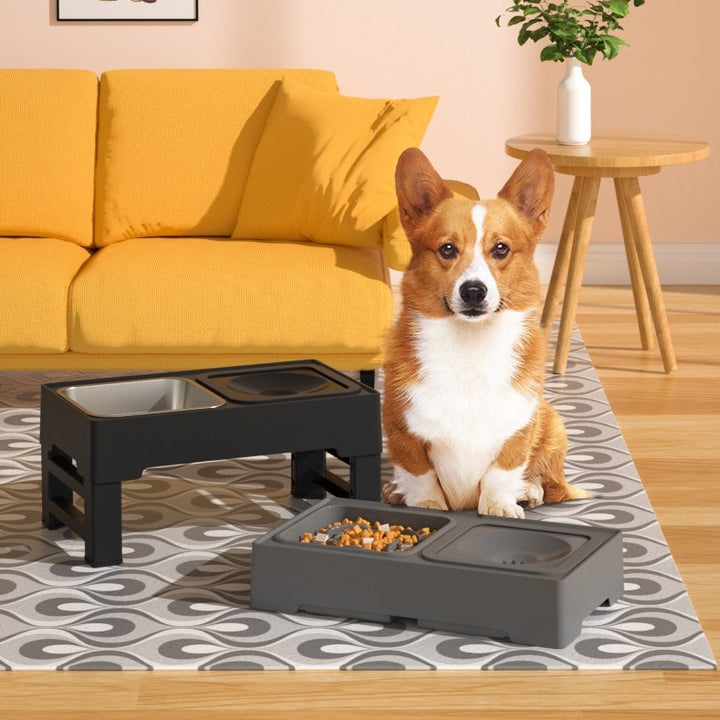 Pet Double Stainless Stand Adjustable Feeding Bowl