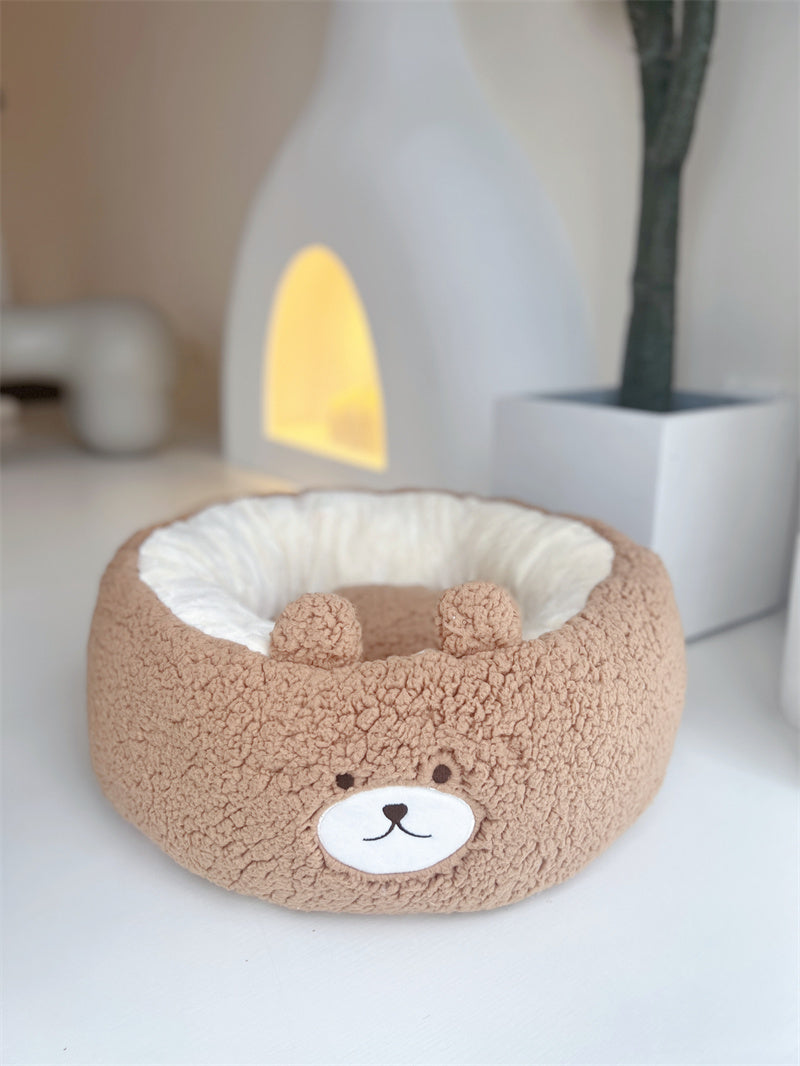 Cartoon Pet Nest Four Seasons Universal Plush Round Cushion Bed