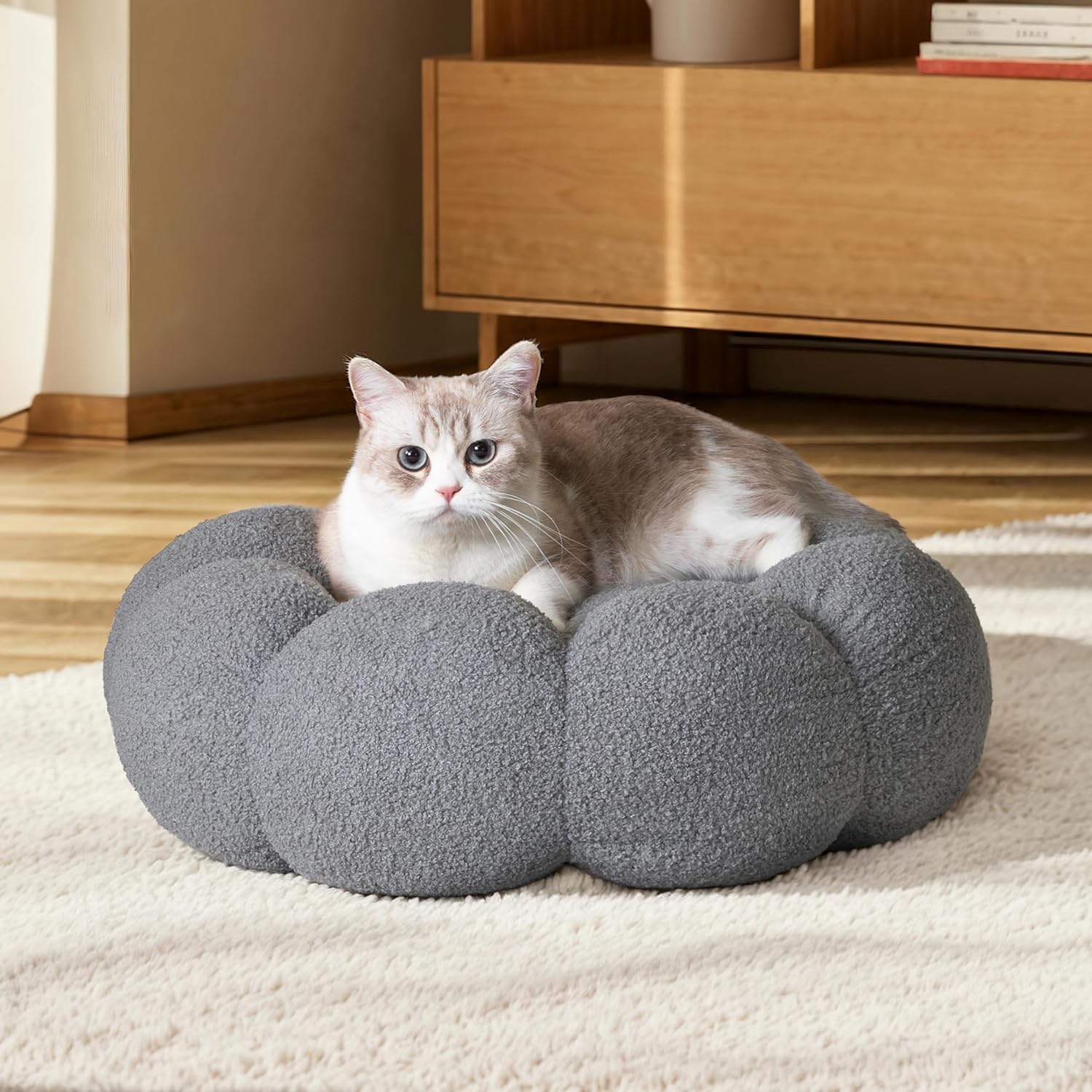 Calming Pet Round Plush Donut Cuddler Bed