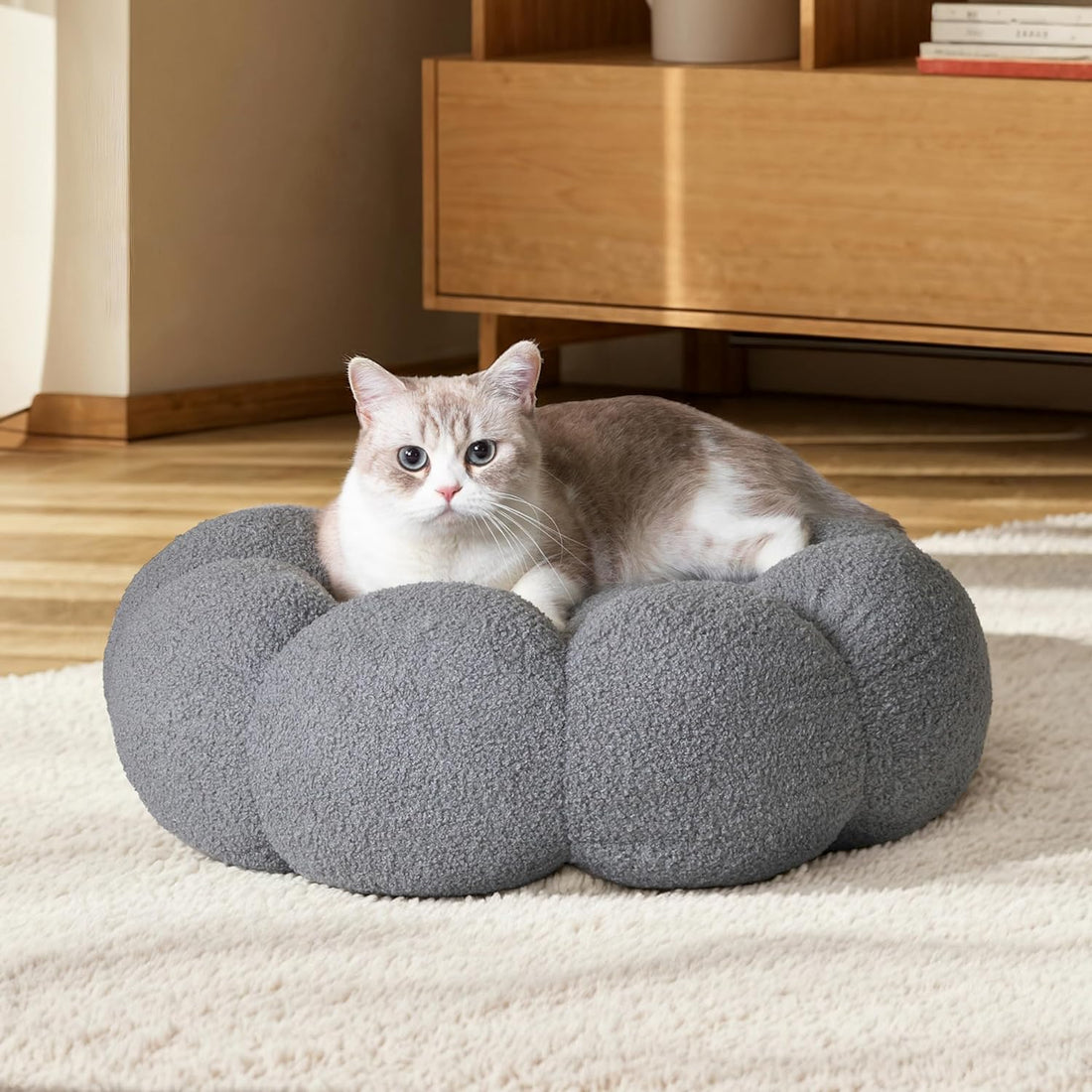 Calming Pet Round Plush Donut Cuddler Bed