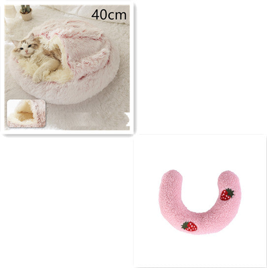 2 In 1 Pet Winter Round Plush Bed House